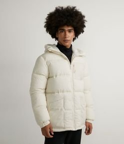 Jaqueta Puffer em Poliamida com Zíper e Bolsos