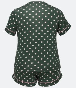 Pijama Curto em Viscose Poá com Viés Contrastante Curve & Plus Size