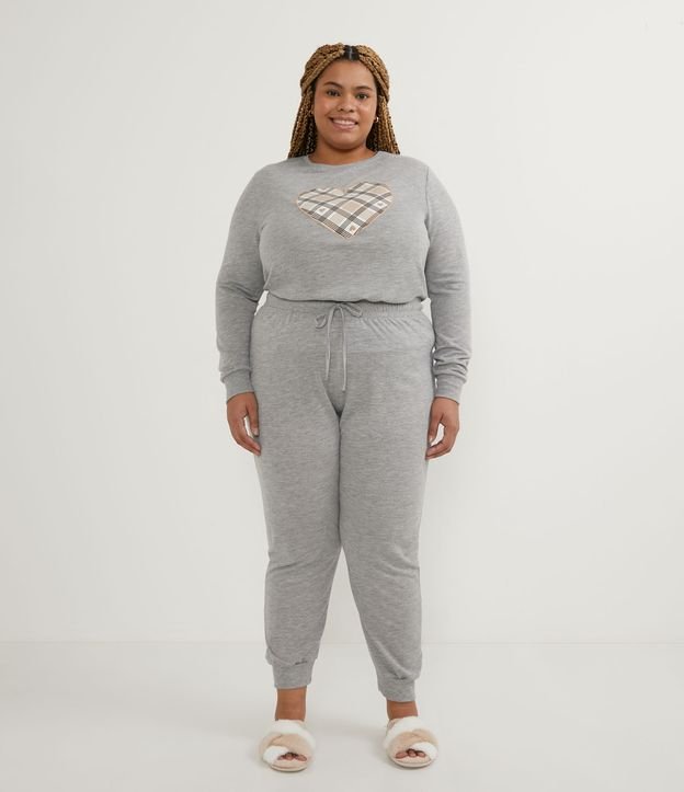 Pijama Longo em Poliviscose com Patchwork Curve & Plus Size