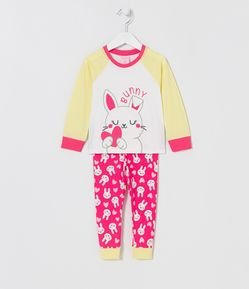 Pijama Longo Infantil com Estampa de Coelhinho - Tam 1 a 5 anos