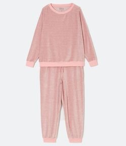 Pijama Longo em Plush Listrado Curve & Plus Size