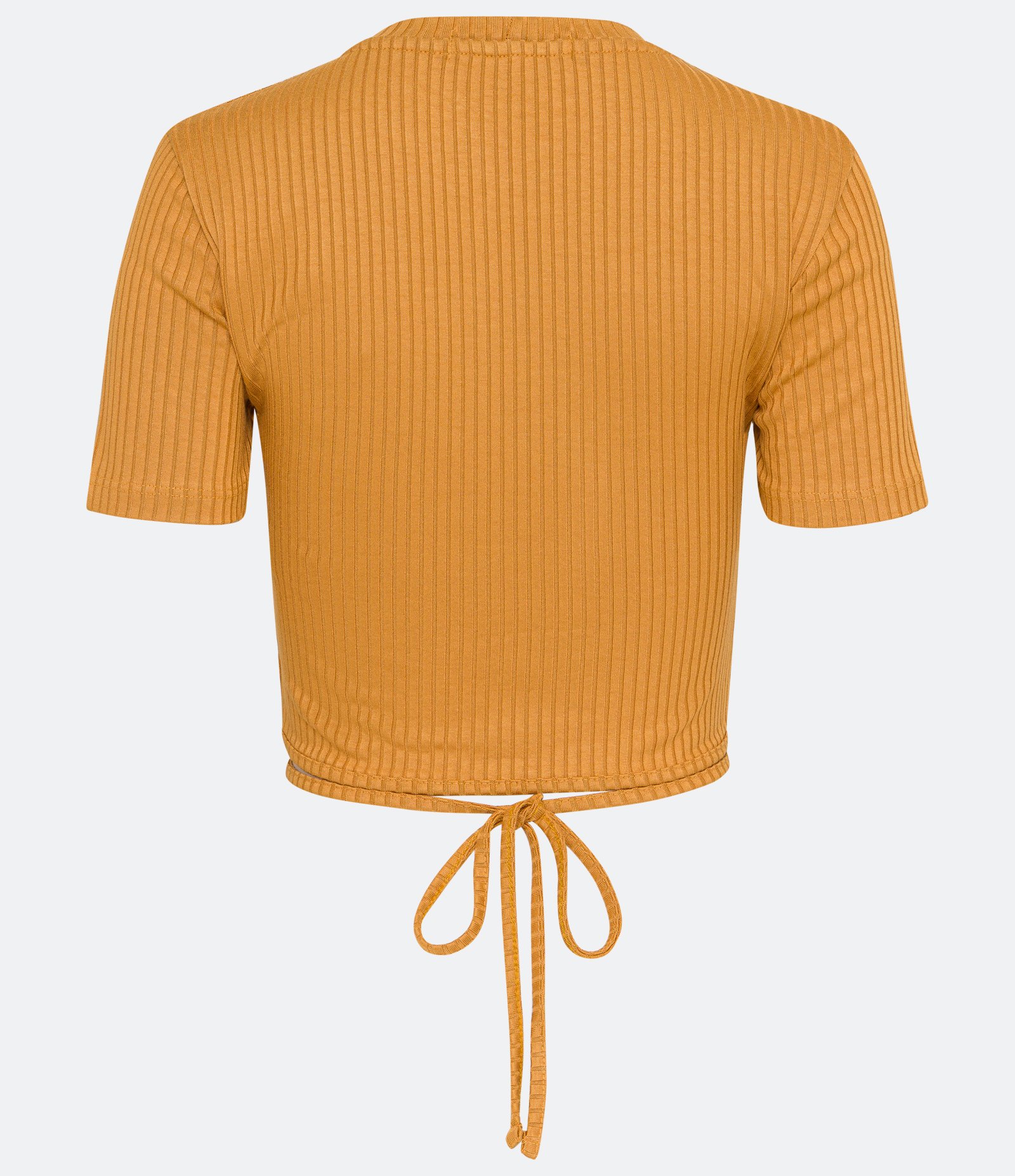 Blusa Curta em Ribana com Amarração Amarelo 6