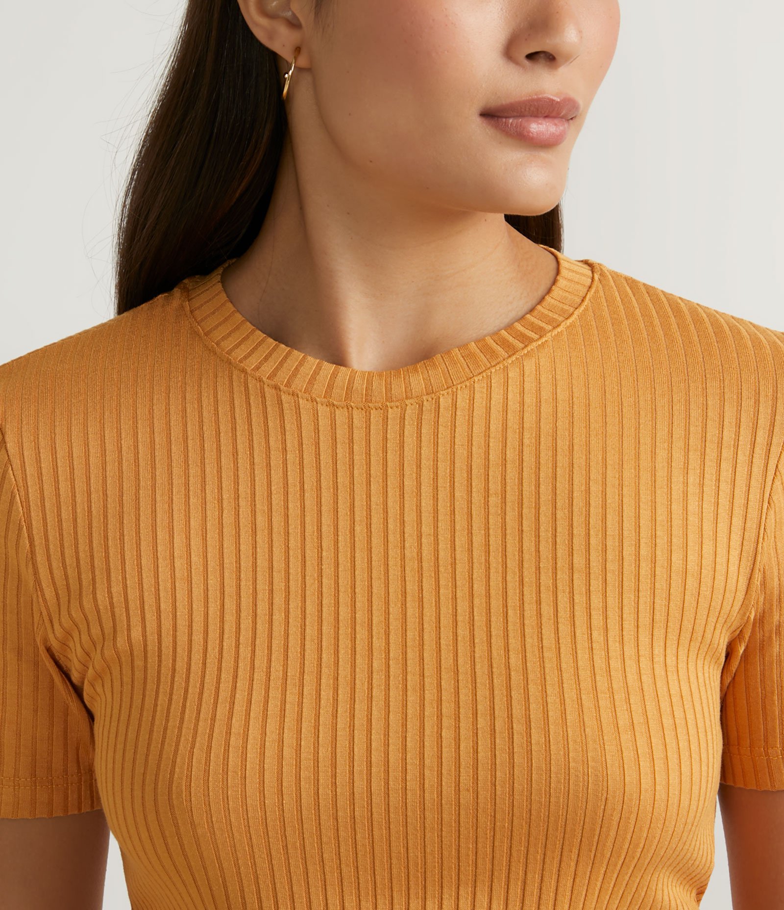 Blusa Curta em Ribana com Amarração Amarelo 3