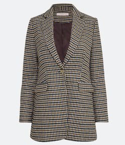 Blazer Alfaiataria com Estampa Xadrez