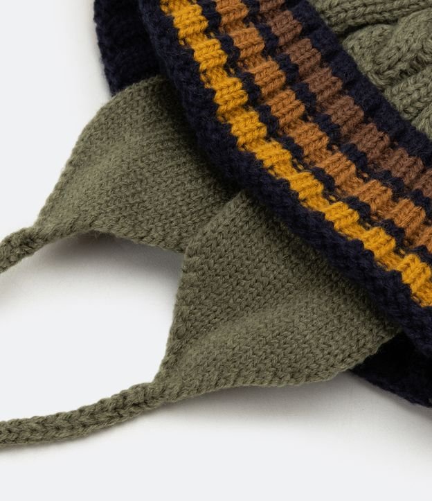 Gorro Infantil con Pompon y Rayas - Talle 0 a 12 meses Verde 2