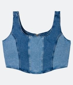 Blusa Cropped em Sarja Patchwork com Zíper nas Costas Curve & Plus Size