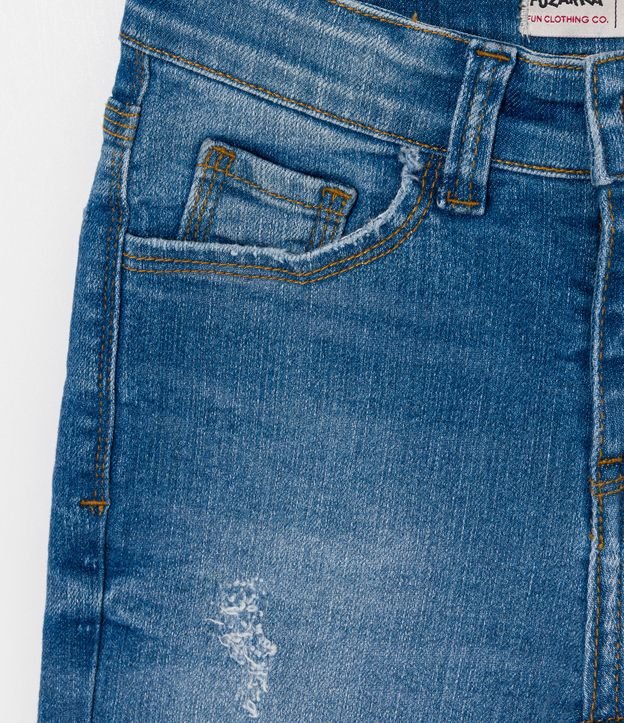 Calça Infantil em Jeans com Puídos - Tam 5 a 14 anos Azul 4
