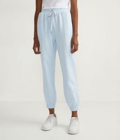 Calça Jogger em Moletom sem Estampa com Recorte Frontal