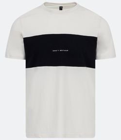 Camiseta Manga Curta em Algodão Blocada com Estampa "Don't Bother"