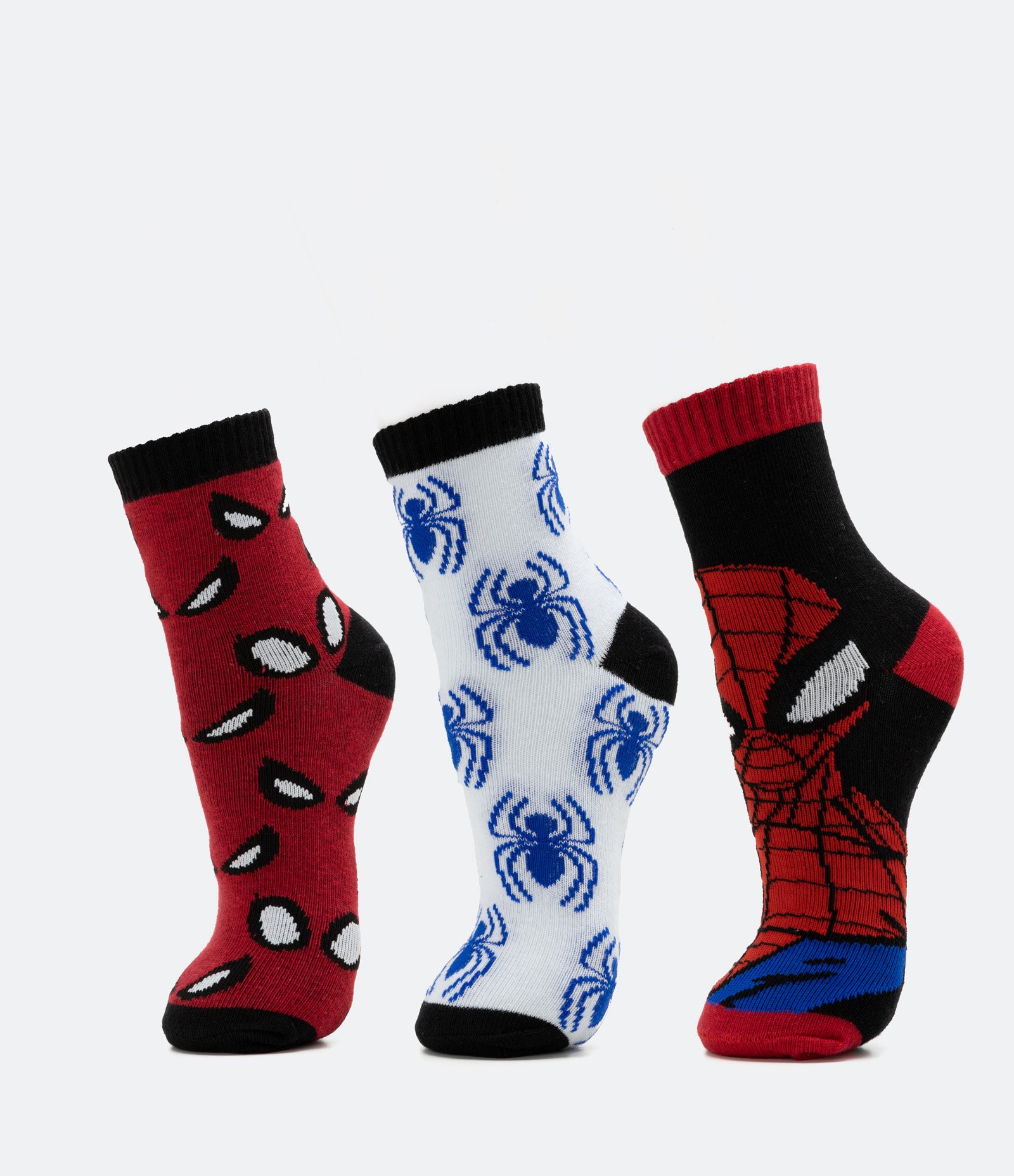 Kit 3 Pares de Meias Infantil em Algodão com Estampas Homem Aranha - Tam 19/22 ao 31/34 Multicores 1