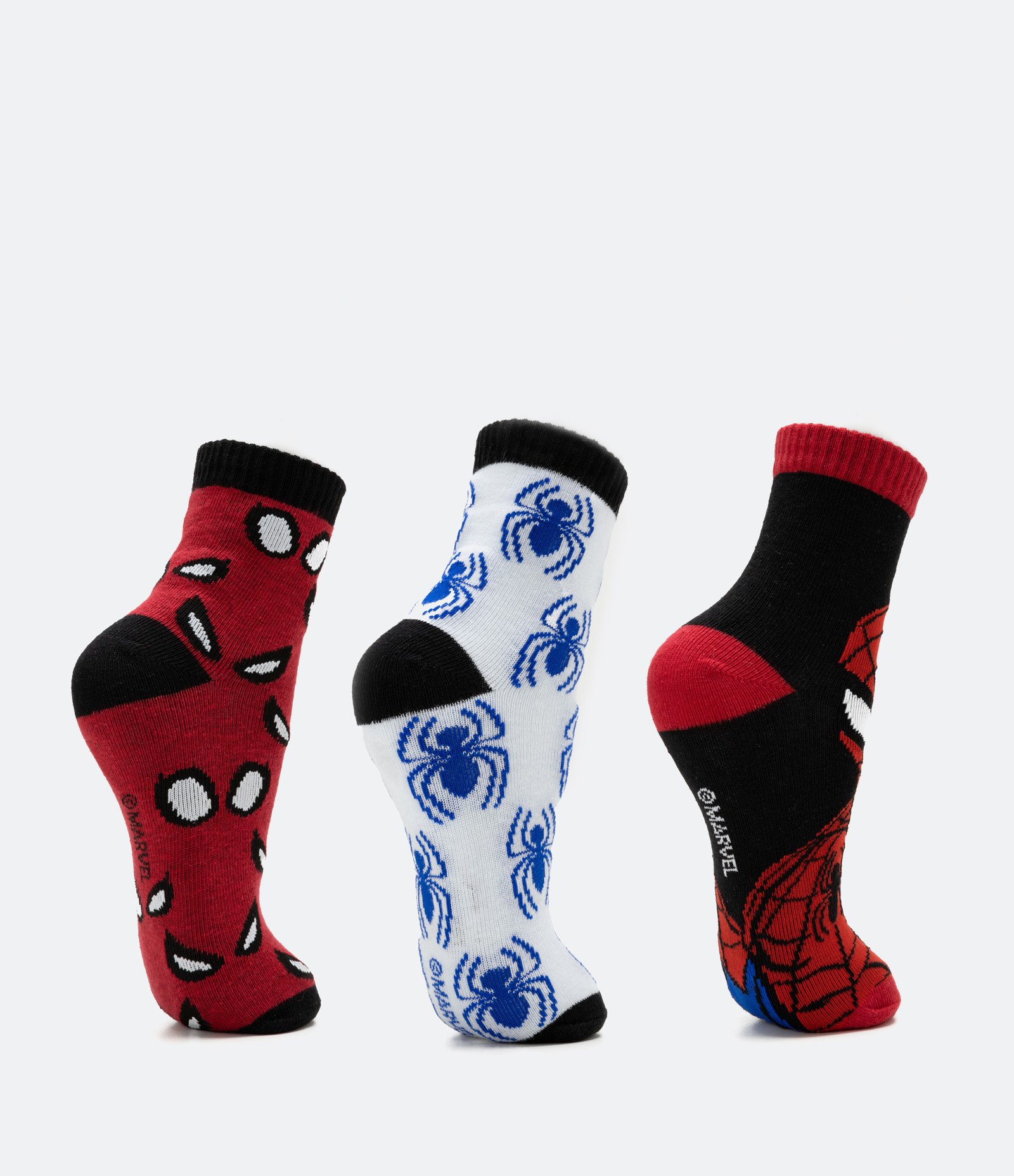 Kit 3 Pares de Meias Infantil em Algodão com Estampas Homem Aranha - Tam 19/22 ao 31/34 Multicores 2