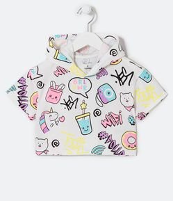 Blusa Infantil com Capuz com Estampas Divertidas - Tam 5 a 14 anos
