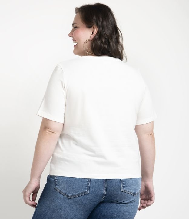 Blusa Básica em Algodão com Gola V Curve & Plus Size Branco 2