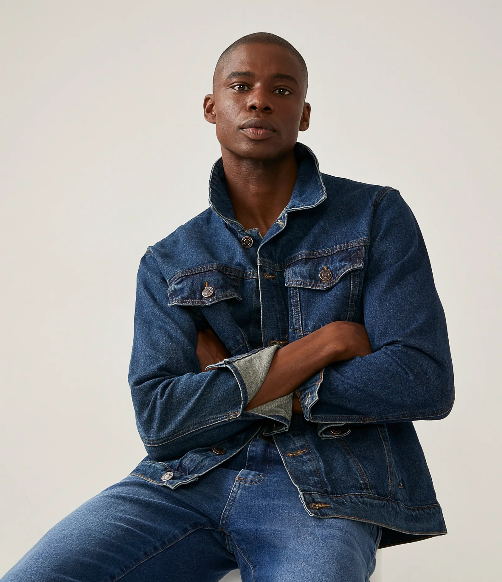 Jaqueta Trucker em Jeans com Bolsos Azul 1