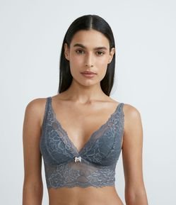 Sutiã Alongado em Renda Floral sem Bojo e Aro com Barra Larga