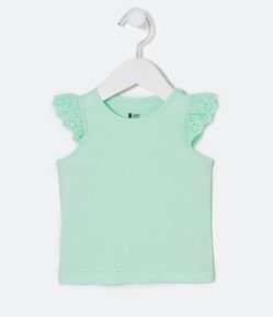Blusa Infantil com Babado Broderie - Tam 0 a 18 meses