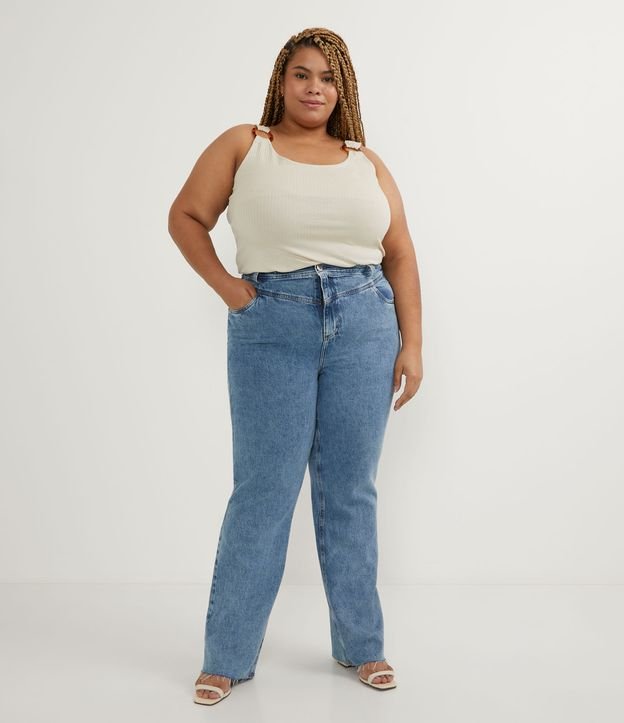 Blusa Regata em Viscose Canelada com Argola na Alça Curve & Plus Size