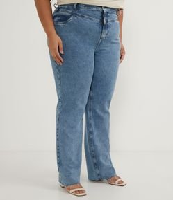 Calça Reta em Jeans com Pala Enviesada Curve & Plus Size