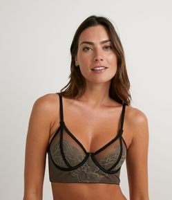 Sutiã Alongado em Tule com Renda sem Bojo