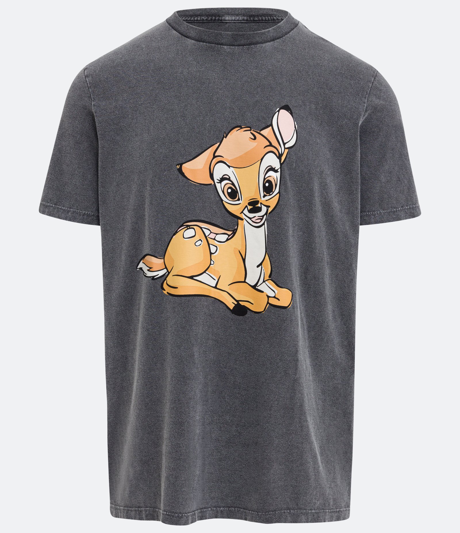 Camiseta em Meia Malha Manga Curta com Estampa Bambi Cinza 5