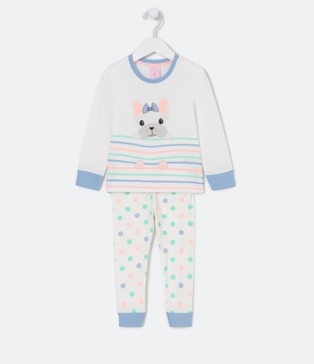 Pijama Longo Infantil com Estampa de Bulldog Fofo - Tam 1 a 5 anos