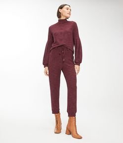 Calça Jogger em Malha Flamê Texturizada com Pala Larga