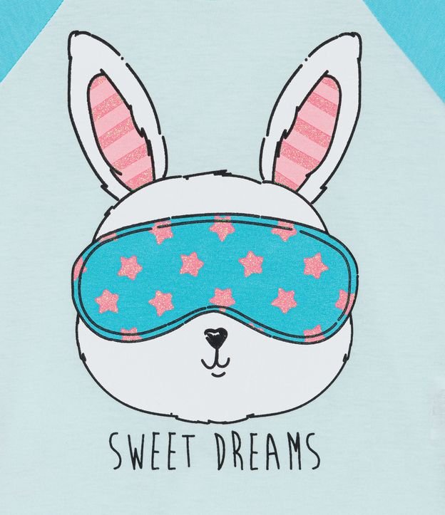 Pijama Largo Infantil Estampado de Conejo con Máscara de Dormir - Talle 2 a 14 años Azul 2