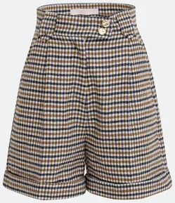 Bermuda Alfaiataria com Cós Largo e Estampa Xadrez