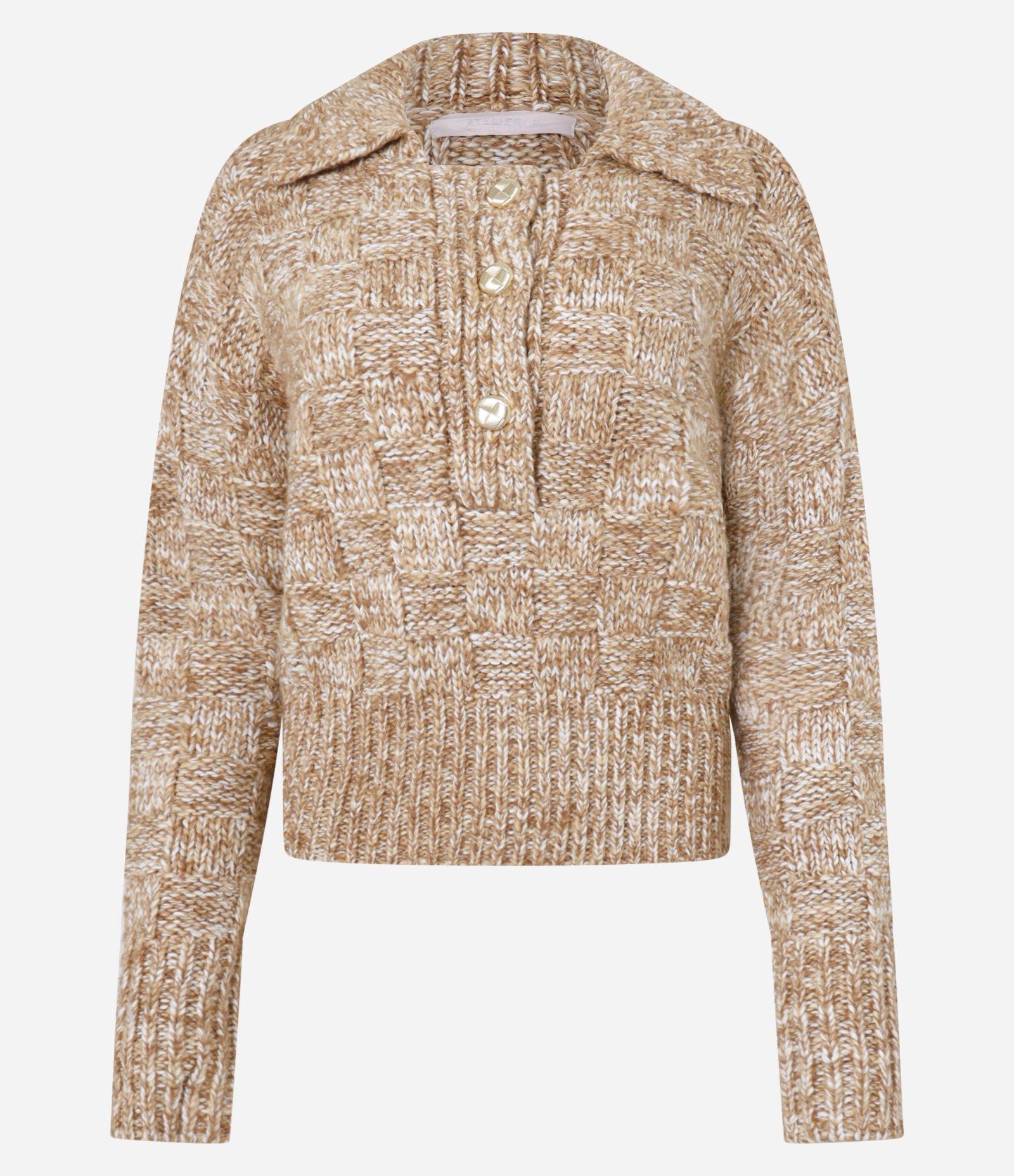 Suéter em Tricô com Gola e Botões Laranja 5