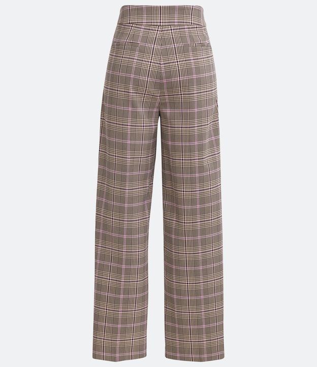 Pantalón Wide Leg en Sastrería con Estampado y Pliegues Delanteros Beige 6
