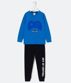 Pijama Infantil Longo em Algodão com Estampa Gamer