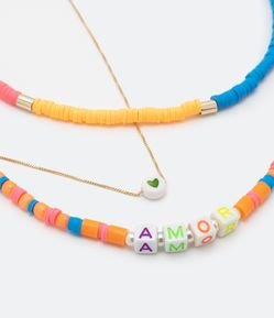 Colar Camadas em Miçangas Pingentes de Dadinhos
