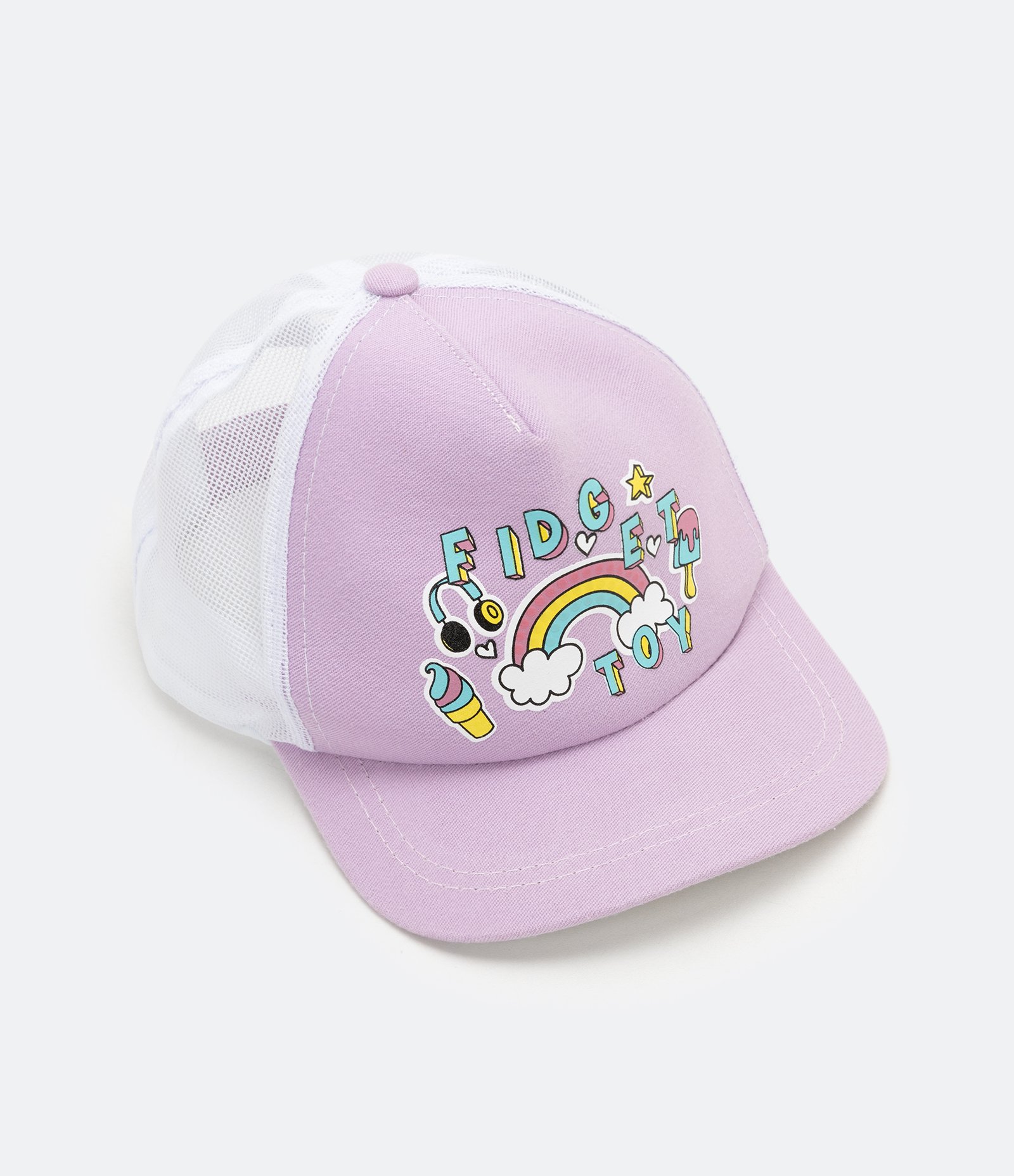 Boné Infantil em Microfibra com Estampa Arco-íris Rosa 1