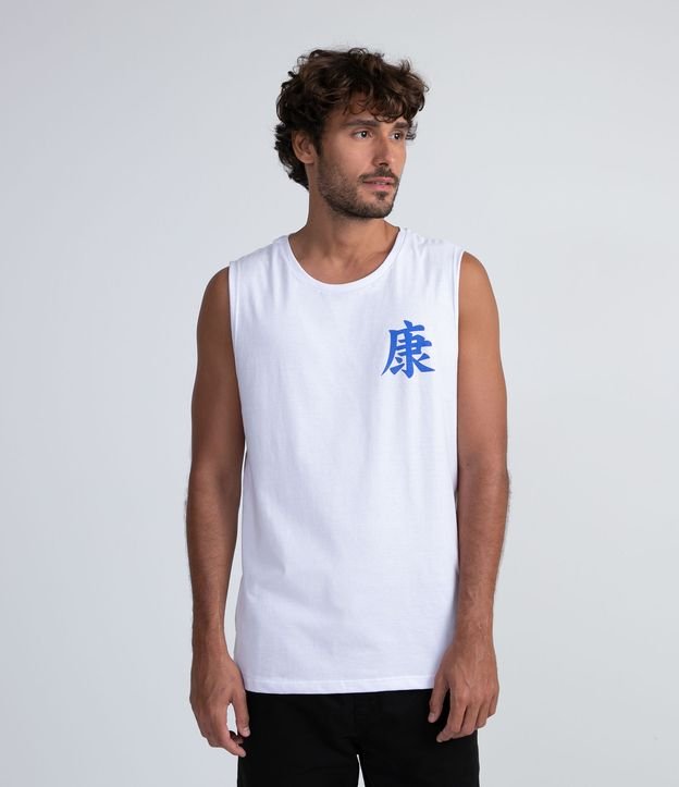 Regata em Algodão com Estampa Frente e Costas Estilo Mangá