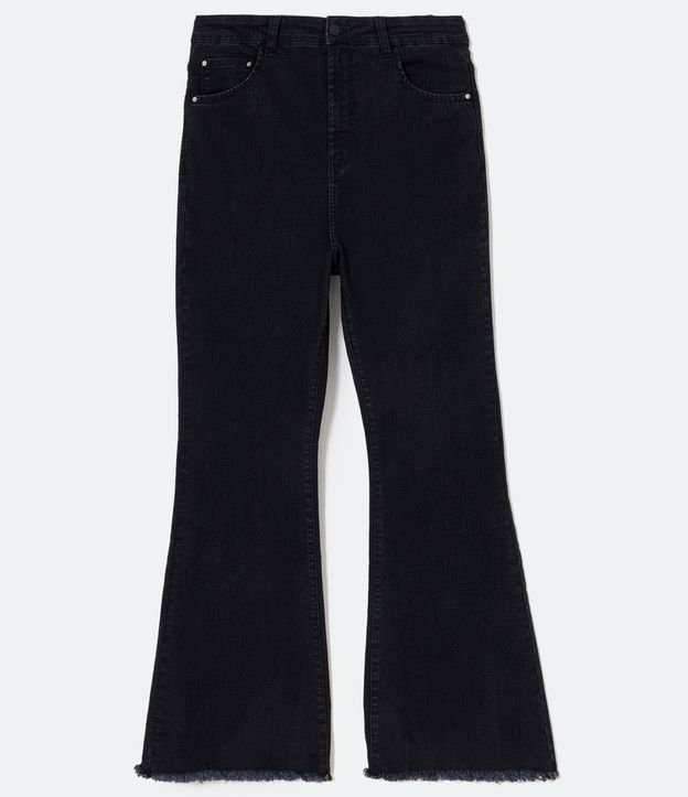 Calça Flare Jeans com Barra Desfiada Curve & Plus Size Preto 5