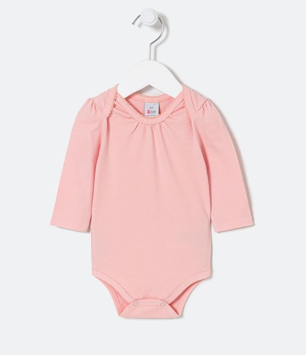 Body Infantil con Detalles de Pliegas en el Cuello - Talle 0 a 18 meses Rosado 1