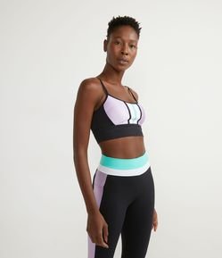 Top Alongado Esportivo em Poliamida com Alça Fina e Viés Contrastante