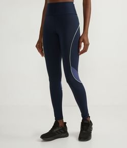 Calça Legging Esportiva em Poliamida com Recortes em Tela Sobreposta