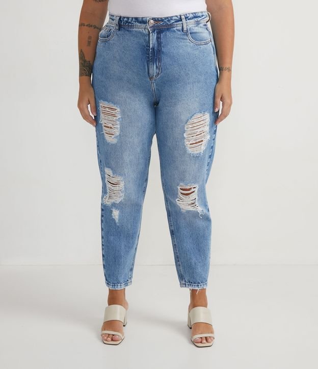 Calça Mom Jeans com Rasgos Curve & Plus Size