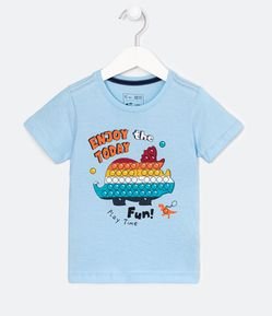 Camiseta Infantil com Estampa de Pop it Dinossauro - Tam 1 a 5 Anos