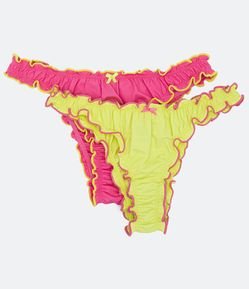 Kit 02 Calcinhas Biquíni em Microfibra com Frufru nas Bordas