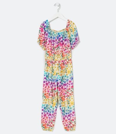 Macacão Longo Infantil em Viscose com Estampa Floral - Tam 5 a 14 anos Menor preço em Macacão Longo Infantil em Viscose com Estampa Floral - Tam 5 a 14 anos