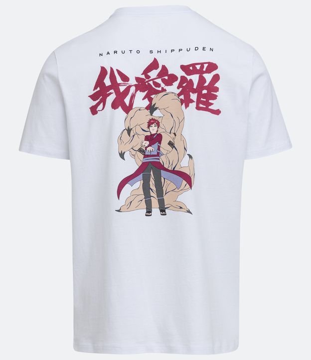 Camiseta Manga Curta em Algodão com Estampa do Gaara Branco