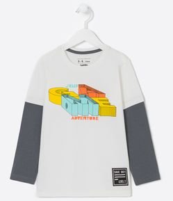 Camiseta Sobreposta Infantil com Estampa de Game - Tam 5 a 14 anos