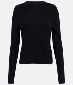 Blusa em Tricô Texturizado com Manga Longa