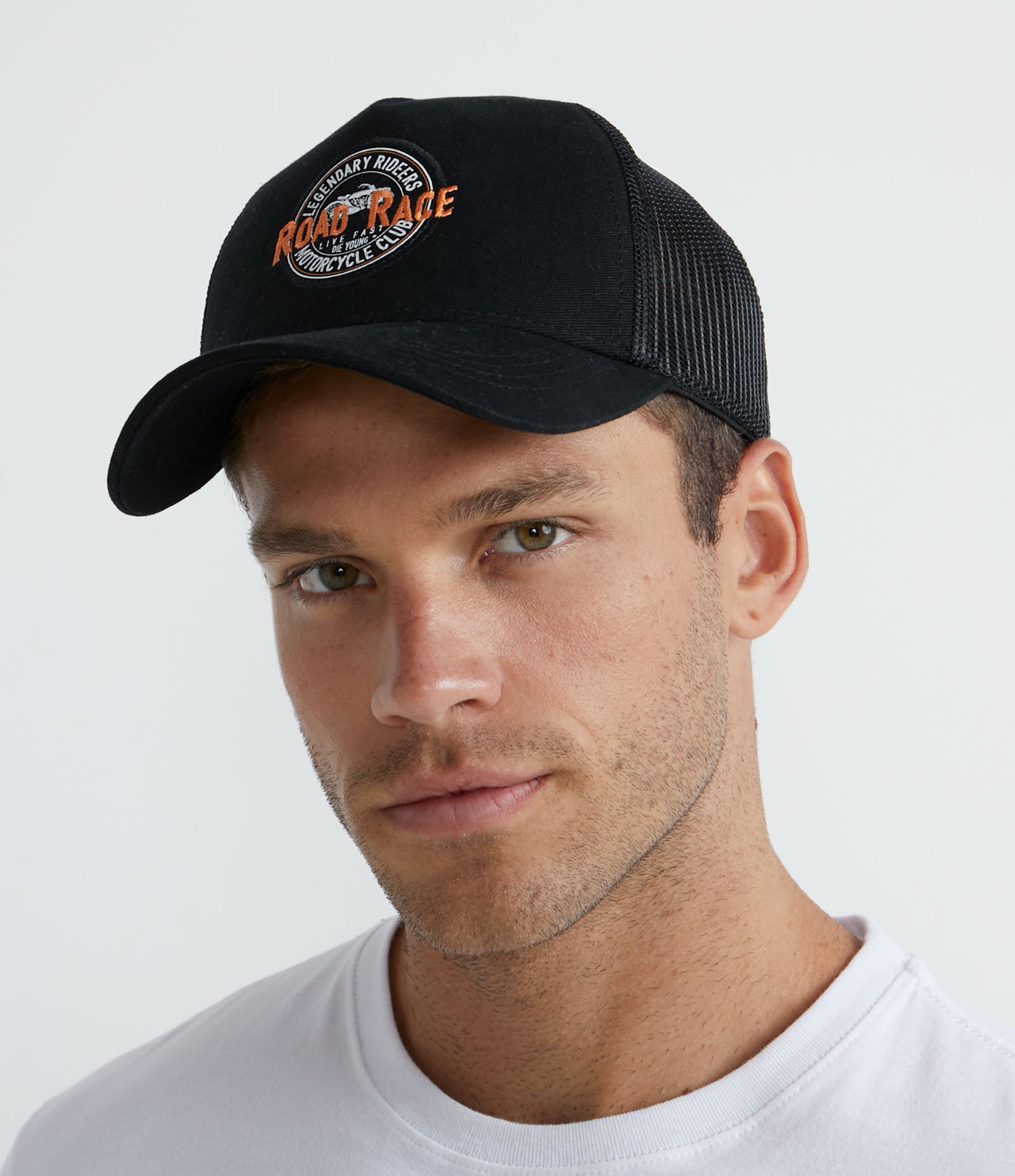 Boné Trucker com Lettering Road Race Preto 4