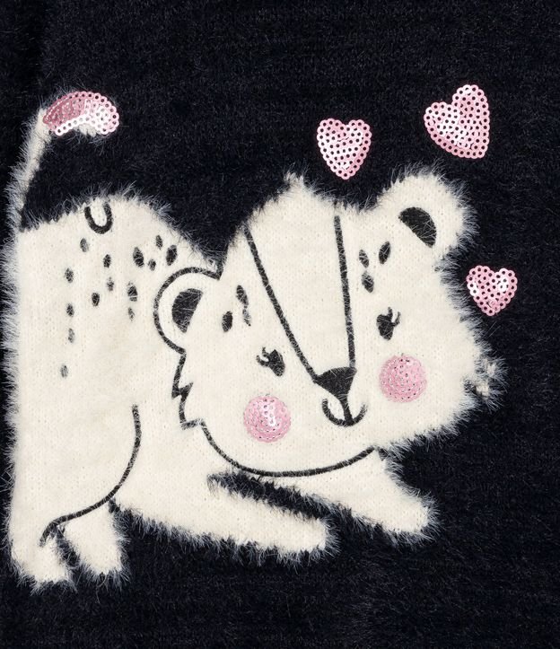 Sueter Infantil de Punto Peludo con Estampado de Gato - Talle 1 a 5 años Negro 3