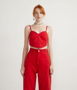 Blusa Cropped em Sarja Decote Coração