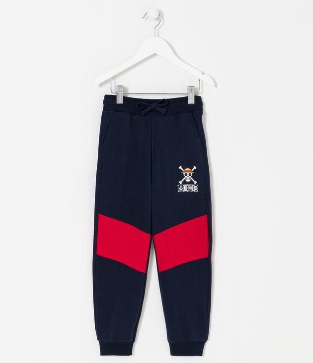 Calça Infantil com Recortes e Estampa One Piece - Tam 5 a 14 anos