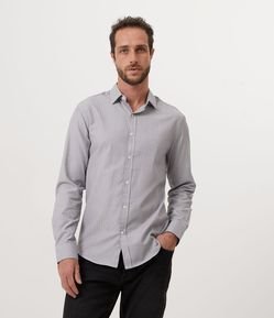 Camisa Manga Longa Slim em Algodão